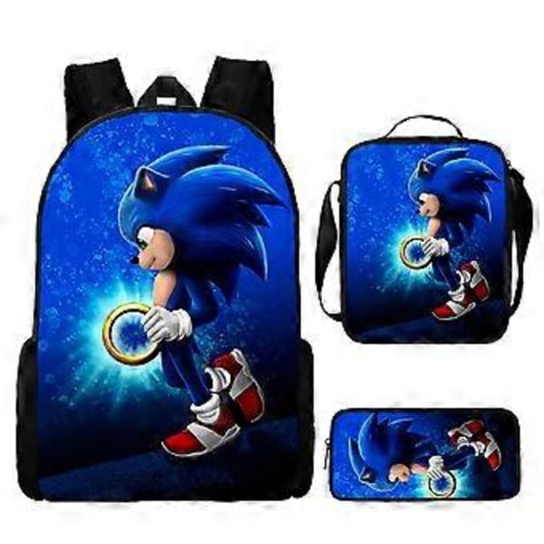 Sonic Reppu Sonic Ala-asteen Koululaukku Lounaslaukku Penaali Kolmiosainen Setti 41-NMAOV