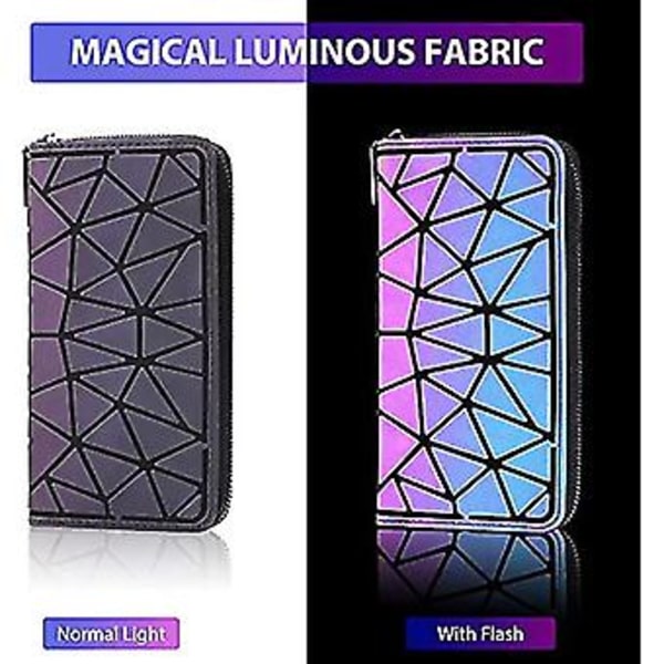 1 st Geometrisk Lysande Plånbok för Kvinnor Flickor Holografisk Reflekterande Myntplånböcker Påsar Mode Fancy Väska Multi Kortfodral Pengar Organiserare Blixtlås Wal