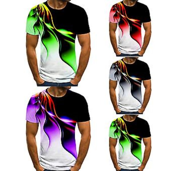 Fianao Mænds T-shirt med Ørnprint Kontrastfarve O-hals Fritid Sommer Top til Daglig Brug (M Sort)