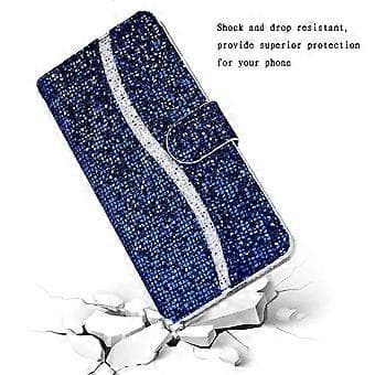 Plånboksfodral i PU-läder för iPhone 15, Stativ, Glitter Splicing, Telefonskal med Rem (Stil E)
