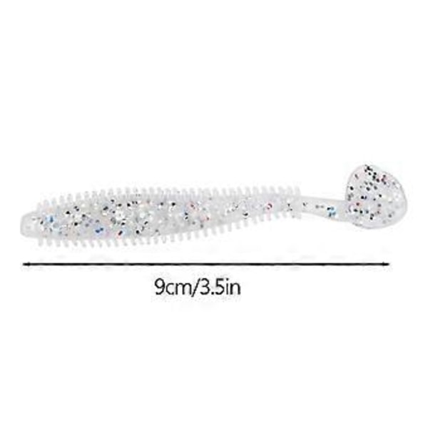 5 kpl/setti Pehmeät T-pyrstöiset kalastusvieheet Toukka Syötit Kalastustarvikkeet Kirkas Pilkullinen 9cm 4g