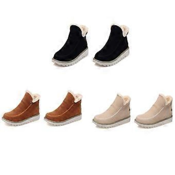 1 Par Klassiske Sklisikre Ankel Uggs for Kvinner Svart Bomull 1 Par Varme Snøstøvler Mikrofleecefôr (39 Hvit)