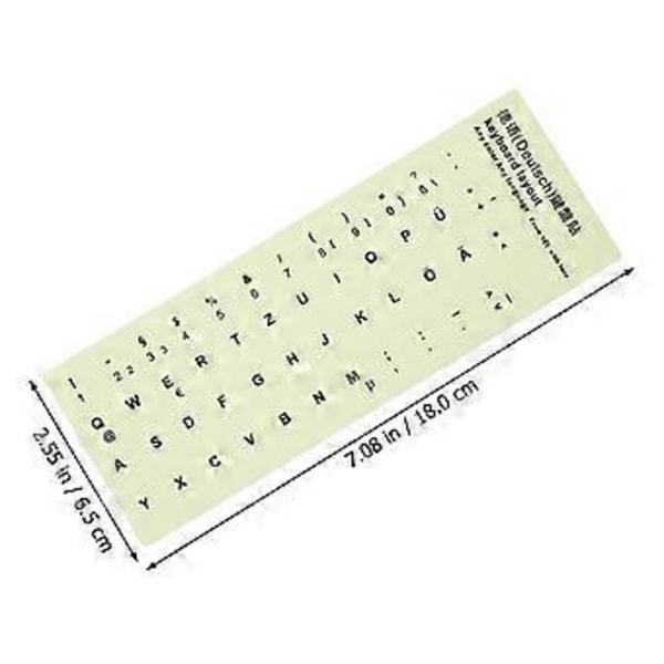 1 Ark Självlysande Tangentbordsdekaler Tyskt Tangentbord Ersättningsdekal