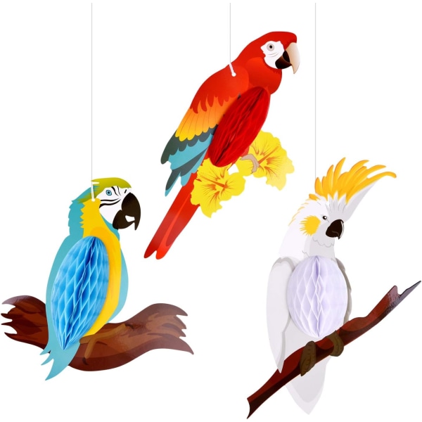 6 papegøjepynt, Hawaiian tropisk fugl fødselsdagsfest dekoration
