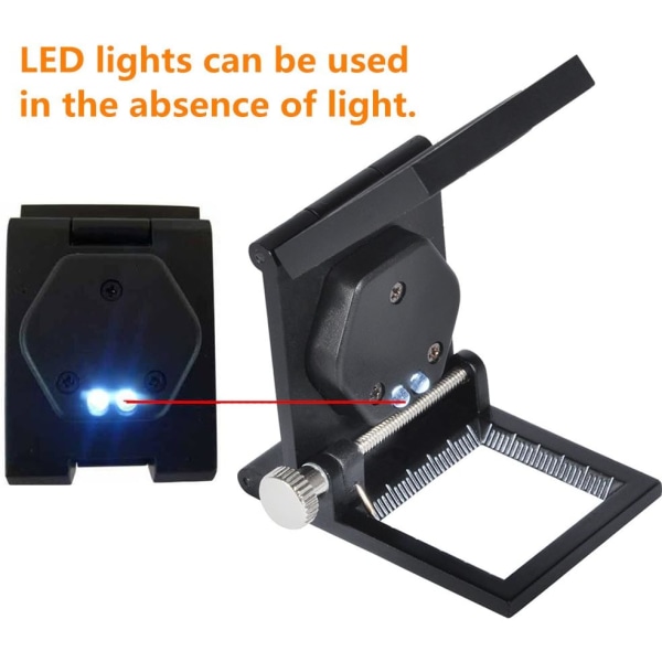 Klutforstørrelsesglass - LED 10X linse Fold Stand Klut Klut Squa