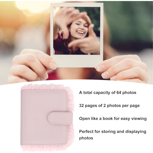 Mini filmfotoalbum, 64 lommer Universal Lace fotoalbum for Mini12 11 9 8 Instant foto, 99% Tr