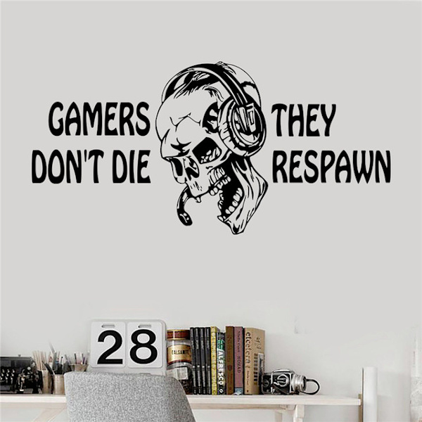 Gamer Skull Headset Video Game Gaming Vinyyli Tarra