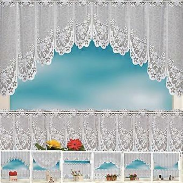 Eurooppalaistyliset valkoiset verhot, pitsi-kahvilaikkunaverhot, neulotut jacquard-verhot kodin sisustukseen 001 (008)