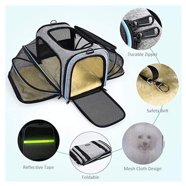 Dog & Cat Carrier Soft Collapsible Dog Carrier Removable Fleece P