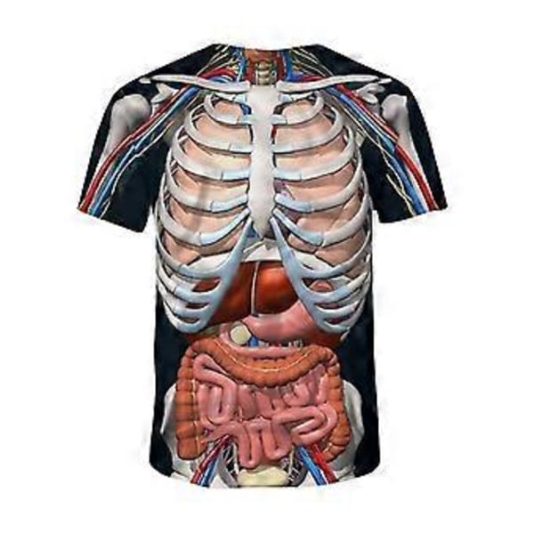 Ihmisen Elin Top 3D-tuloste Kauhu Sisälmys Kuvio T-paita Pyöreä Kaula-aukko Lyhythihainen Löysä Paita Halloween Koriste Tarvike (3XL)