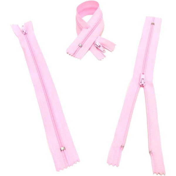 Paket med stängda nylonblixtlås, blixtlås för att sy på kläder, blixtlås för sömnad, (20 cm, rosa)