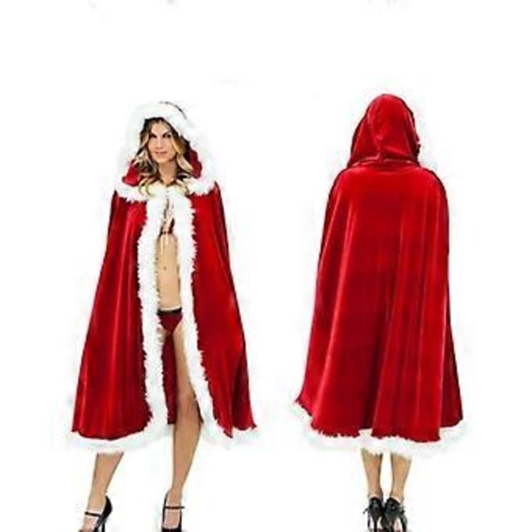 Fröken Fru Jultomte Vuxen Dam Jul Maskerad Klädsel Kappa Mantel (100CM)
