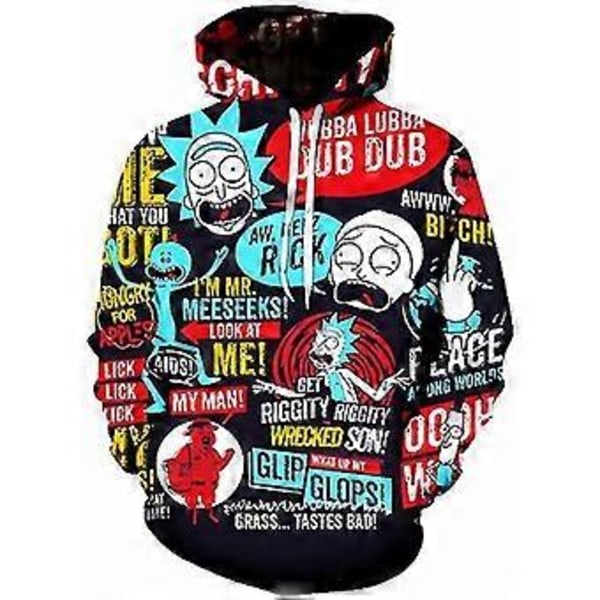 Rick and Morty 3D digitaalisesti painettu huppari miesten collegepaita lämmönsiirtopaita -NMAOV(4XL tyyli 6)