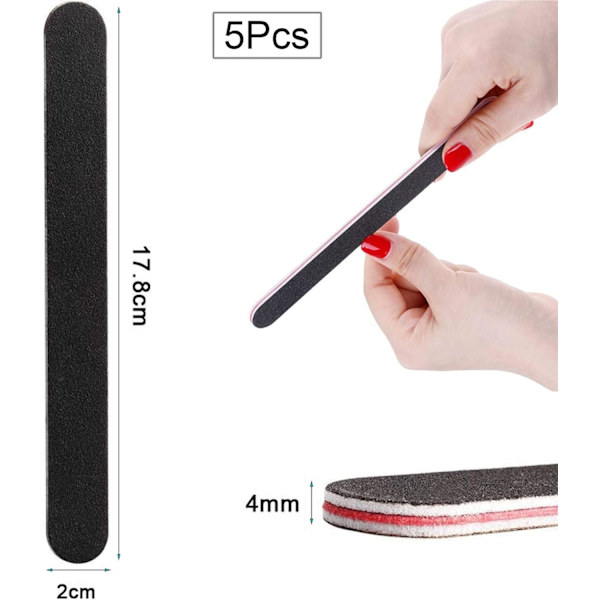 5 stk. Professionelle neglefile, 100/180 dobbeltsidet neglefil, N