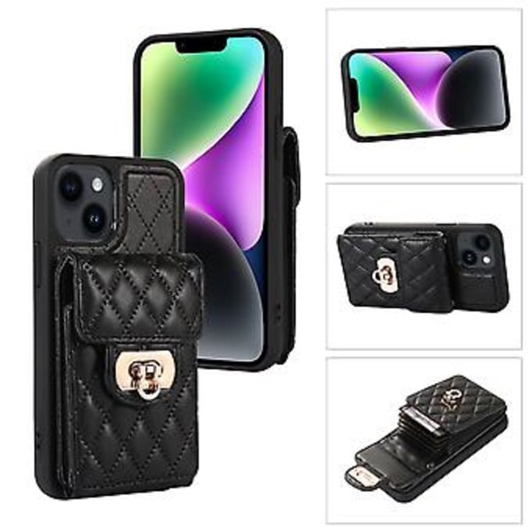 Korttipaikka Nahkapuhelinkotelo iPhone 14 Plus:lle (Musta)