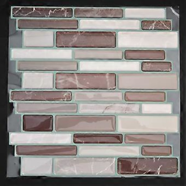 3D-efektinen mosaiikki vedenpitävä itseliimautuva seinätarra makuuhuoneeseen olohuoneen sisustustarra (tumma väri)