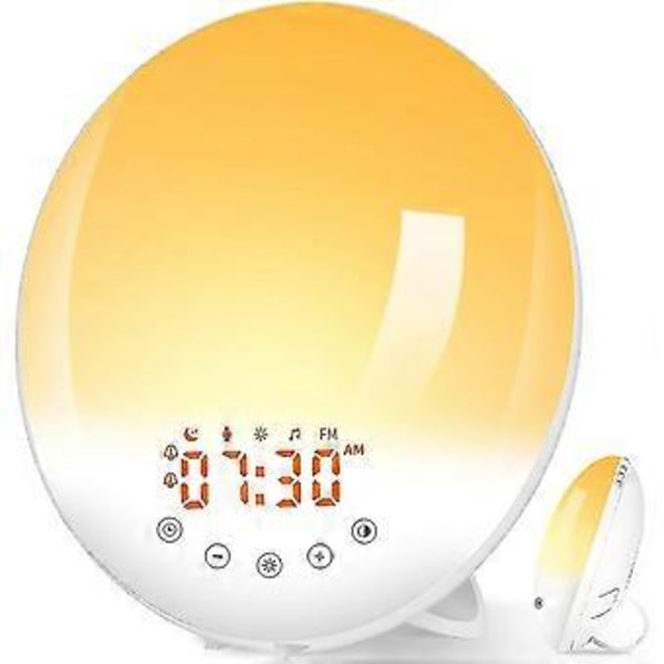 Soluppgångsväckarklocka med inspelningsfunktion 7-färgs nattlampa soluppgångssimulering snooze