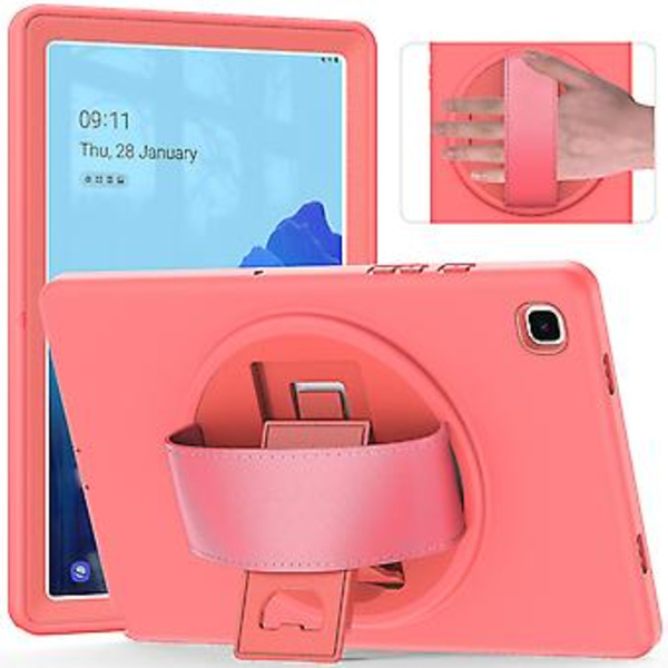 Coral Rød Etui til Samsung Tab A7 10,4 tommer T500 med Håndrem, Justerbar Stativ