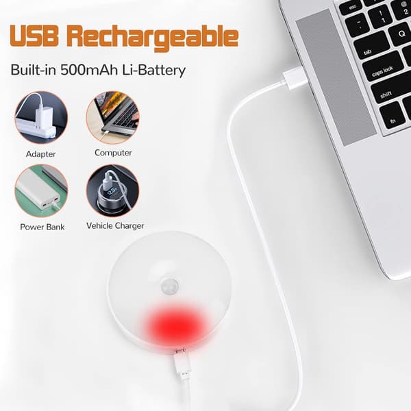 Innendørs bevegelsessensorlys, 3-pak USB-oppladbart LED-nattlys