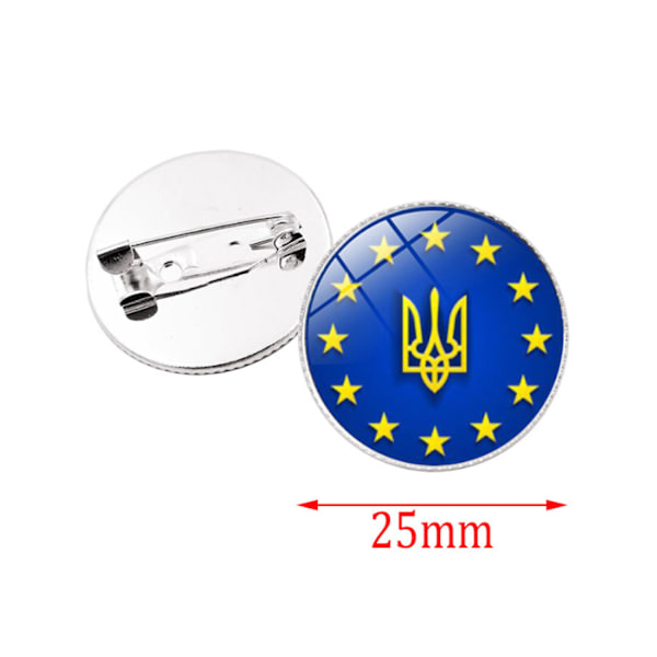 Ukraina Flaggmärke (Fred), Diameter 25mm (Stil 15)