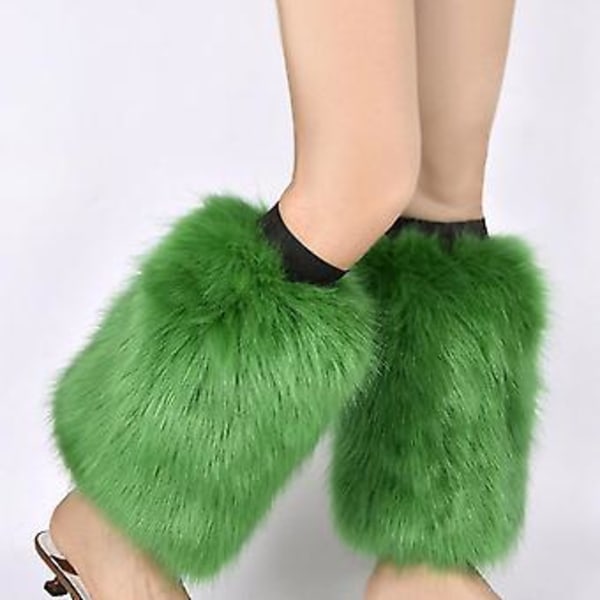 Dame Faux Fur Leg Warmers Støvledeksel Vibrerende Neon Pelskledd Pluss Leggings Deksel (Farge 1)