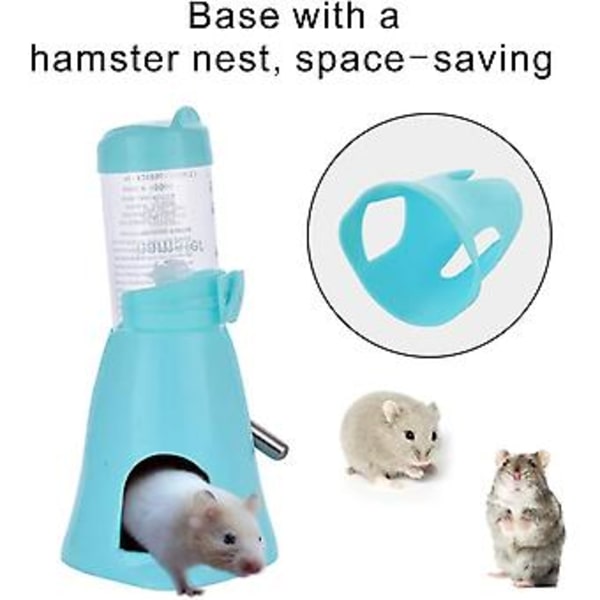 Hamsterin vesipullo kulholla pienille eläimille, jyrsijöille, chinchilloille, kaneille, rotille, fretseille, 80ml, sininen
