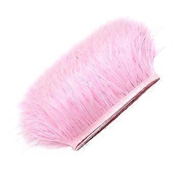2M Strudsefjer Simuleret Kantbånd med Satinbånd til Kjolesyning Håndværk Kostumer DIY Dekoration (Lys Pink)