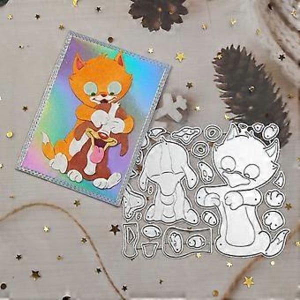Fox Dog Metal Skæreforme Embossing Skabelon Metal Stenciler Scrapbooking Kort (HQ1075)