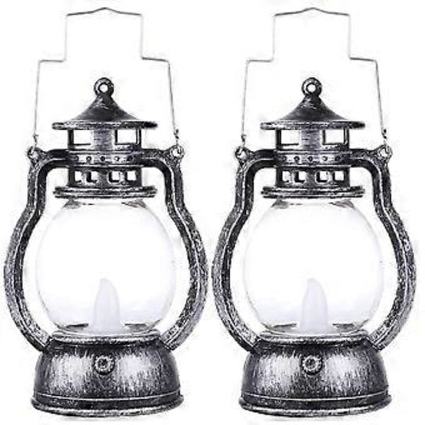 2 stk. LED Petroleumslampe Håndtag Vintage LED Petroleumslampe Ornament Uden Batteri