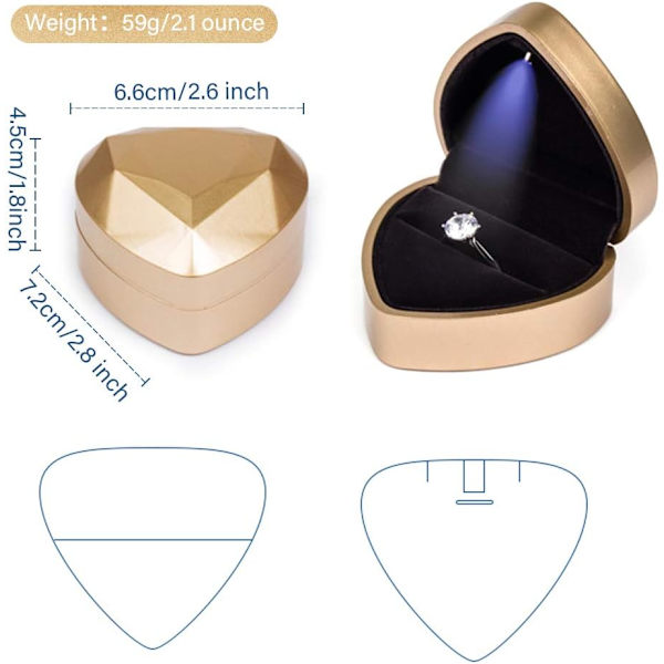 Fløjlsringæske med LED-lys Ring Box Fløjl Boîte