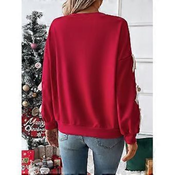 Dame vinter rund hals sløjfe jule sweatshirt (L)