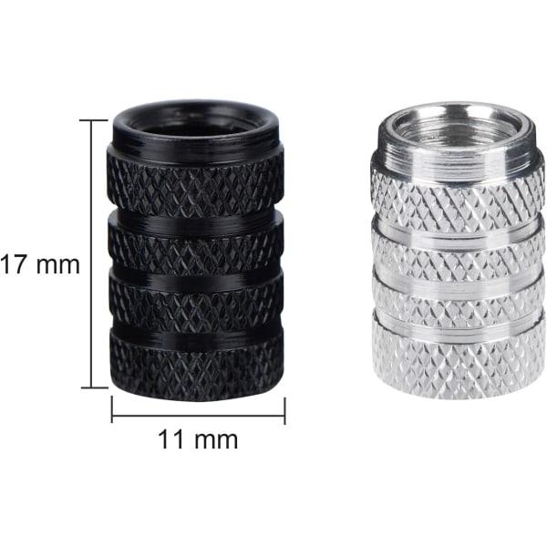 16 delar aluminiumdäckventilkåpor Cap (svart och