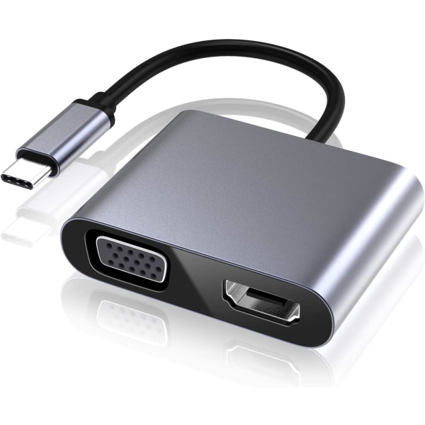 USB C till VGA HDMI-adapter, typ C till VGA HDMI 4K UHD-konverter