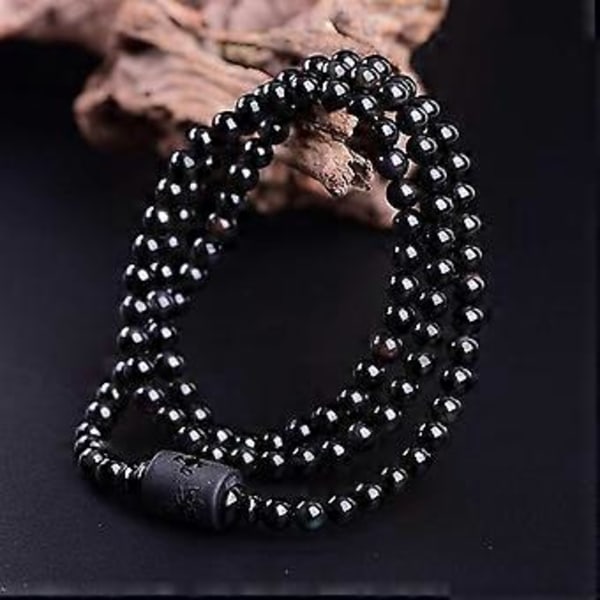 Krystall Obsidian Armbånd Gravert med Dragen eller Phoenix Totem Sylinderperle Menn eller Kvinner Naturlig Stein Kjede Berømt Mote 12MM 10MM