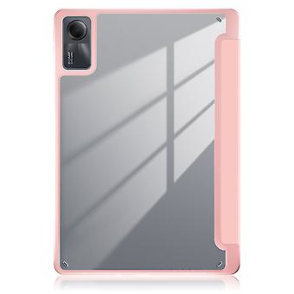 3-Taitettava Yksivärinen Tabletin Kotelo Xiaomi Redmi Pad SE:lle (Vaaleanpunainen)