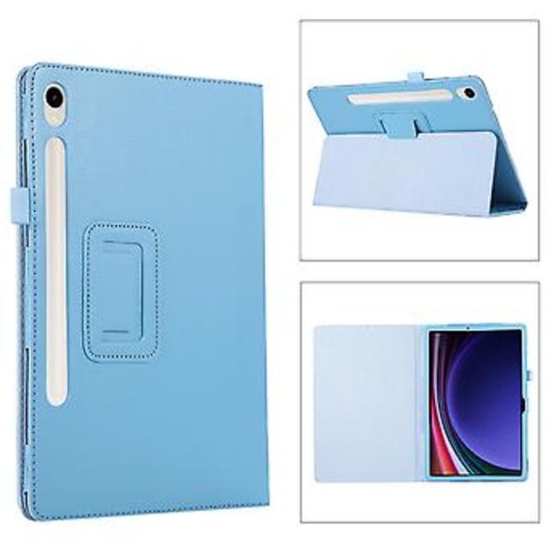 Litchi-tekstur Tablettveske for Samsung Galaxy Tab S9+ (Himmelblå)