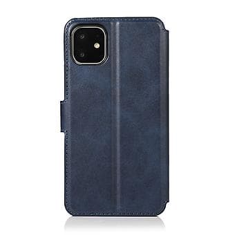 Kalveskind Læderetui til iPhone 12 / 12 Pro (Blå)