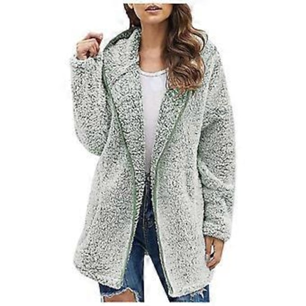 Efterår og Vinter Ny Afslappet Ensfarvet Revers Langærmet Jakke (3XL lys abrikos)