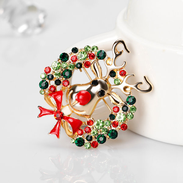 Julgran Jultomte Sockerrör Snöflinga Äpple Hjort Brosch Pin