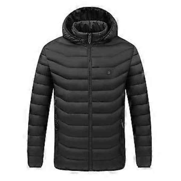 Unisex Mænd Kvinder Elektrisk USB Opvarmet Jakke Vinter Varmepude Klud Kropsvarmer Langærmet Udendørs Frakke (3XL Sort)