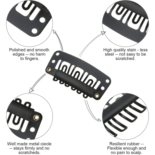 100 stk. parykclips U-formede metalclips rustfrit stål parykclips