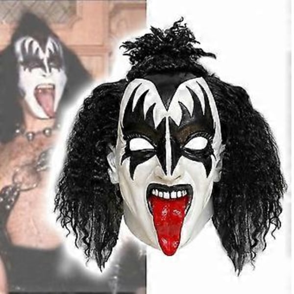 Halloween Kiss Gene Simmons Kauhu Cosplay Lateksi Päämaski Pelottava Päähine Juhlat Hieno Pukeutuminen Demonipuku Rekvisiitta -NMAOV( B)