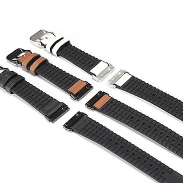 Til Fitbit Versa 3 Læder + Silikon Urrem (Hvid)