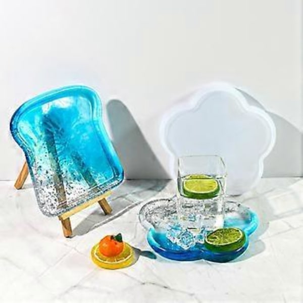 Unik Silikoneform Resin Håndværk Form Ostebakkeforme Fleksible Resinforme Fadforme til Smukke Ostebakker (Blommeblomstform)