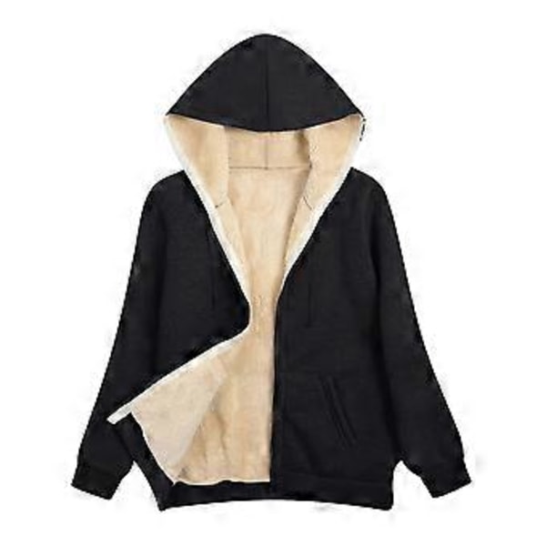Naisten talvinen lämmin pehmohupputakki (3XL musta)