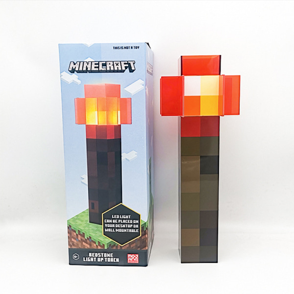 Minecraft Leksaker Redstone Fackla LED-lampa 12,6 tum - USB-laddning