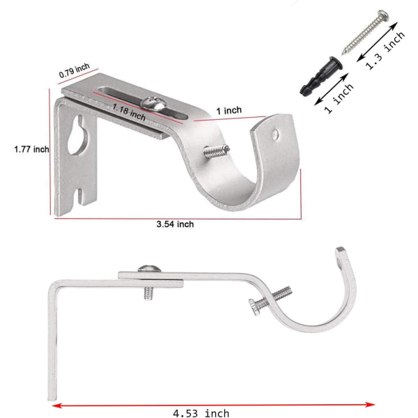 Justerbar gardinstangveggbrakett 3 stk stanggardinstangbraketter