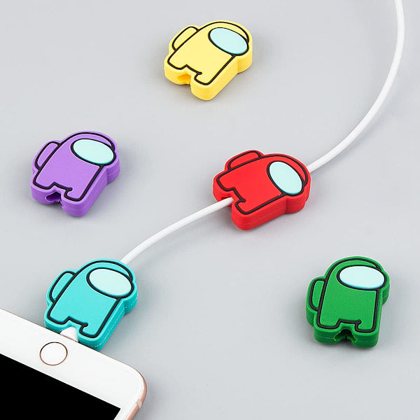 Søt kabelbeskytter for iPhone-lader, 5 stk. Tegneserie-anime-lader*