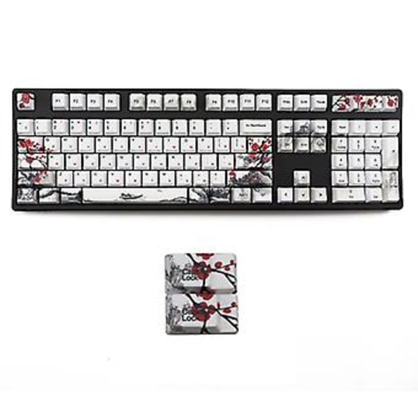 Plommonblom Ryska Tangentknappar PBT Sublimering Mekanisk Tangentbord Tangentknapp 110 Tangenter (Ryska)