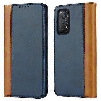 Til Xiaomi Redmi Note 11 Pro etui kalvetekstur 3 kortpladser farvesplejsning læder telefoncover (stil B)